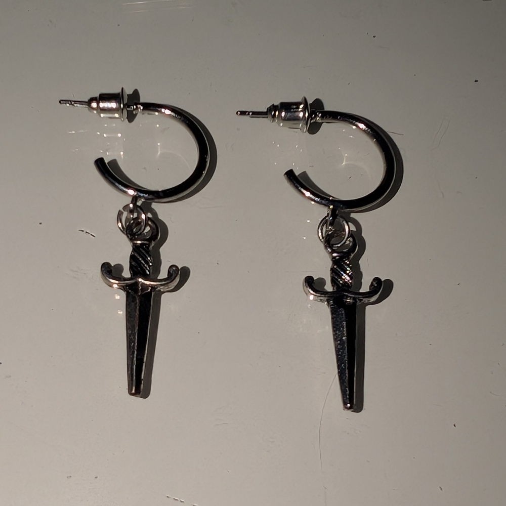 Silver Sword Earrings